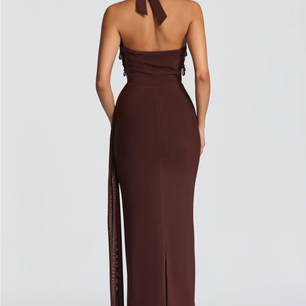 FABIA MAXI DRESS - PLUM BROWN - Picture 2 of 3